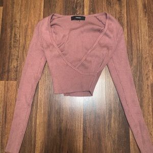 Forever 21 Cropped V Neck Sweater